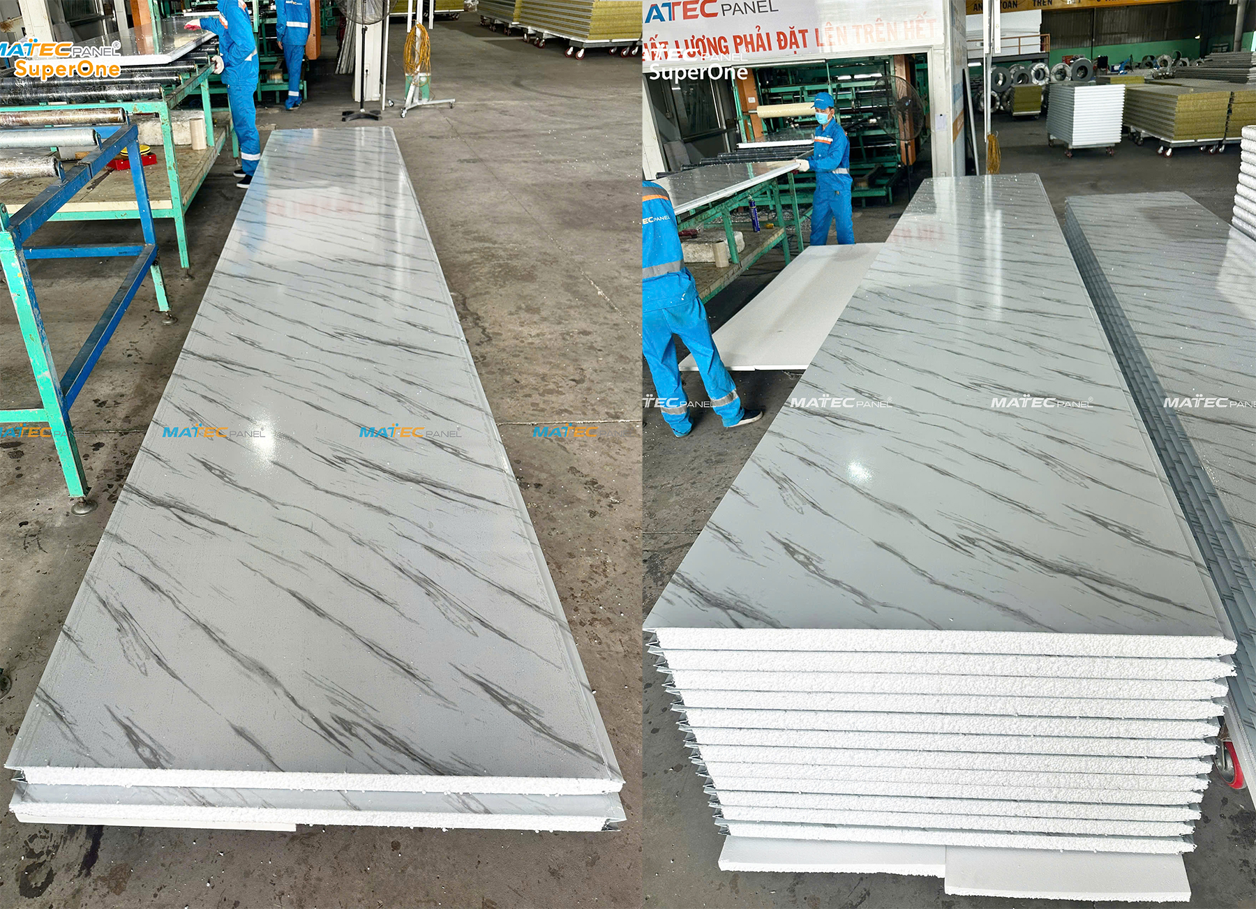 Tấm Vách Ngăn Panel Vân Đá T50
